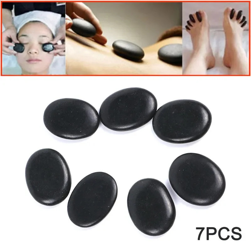 7Pcs Beauty Stones Massage Spa Rock Basalt Stone Lava Natural Energy Massage Stone Healthy Beauty Tool 241230