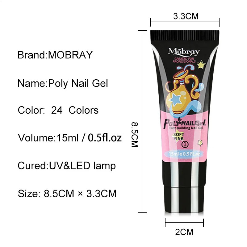 Nail Set 15ml Acrylic Gel Polish Nail Art Tool Slip Solution Builder Poly Nail Gel Set Base Top Nail Art Gel Polish Kit 241230