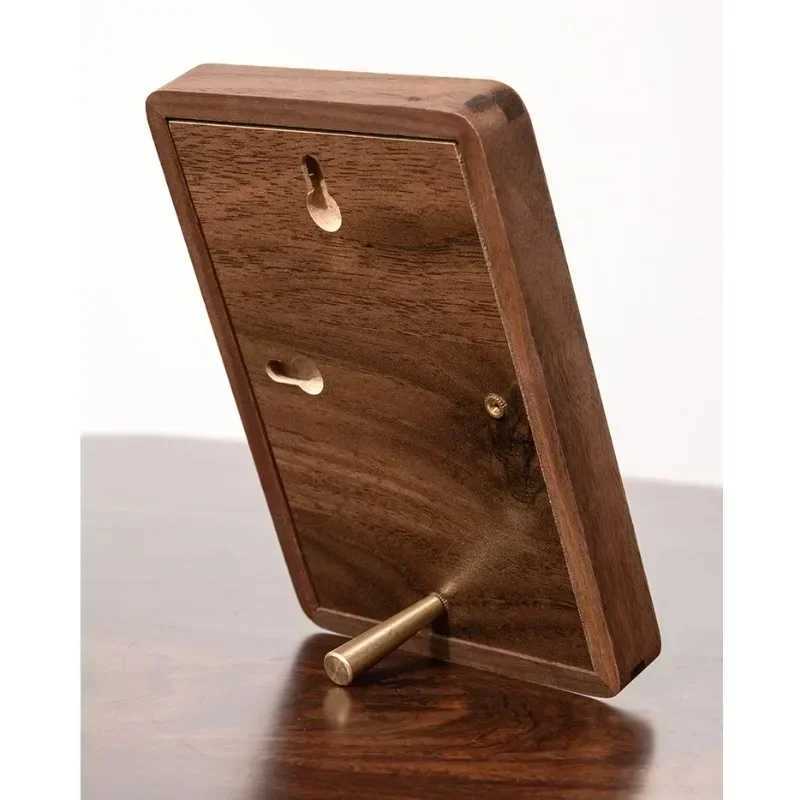 Frames Black walnut solid wood rounded swing table 6/7/8 inch Mortise Tenon home decoration picture frame CL241231 H260306