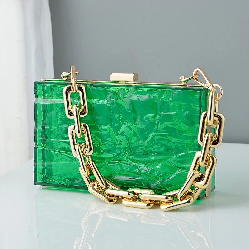 Green Transparent Bag Acrylic Clutch Jell Party Bags for Women Evening Clutch Handbags Crossbody Purse 241231