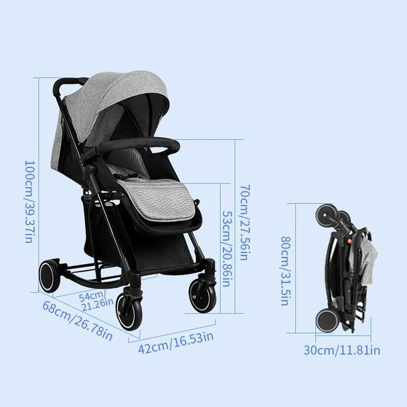 Baby Stroller One-Hand Fold and Adjustable Canopy Lightweight Baby Stroller 4 Wheels Infant StrollerXJ241231