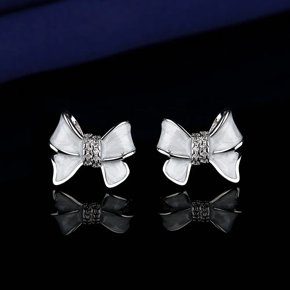 Bowknot Lab Diamond Jewelry Set 925 Sterling Silver Party Wedding Rings Earrings Necklace for Women Jewelry Gift 241226