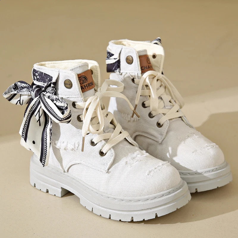 Women Ankle Boots Personalized Denim Casual Shoes Fashion Outdoor Comfortable Shoes Flats Walking Boots For Female 35-40 241231