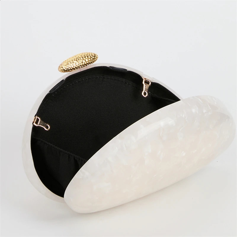 Egg shape Clutch Bag Acrylic purse women wedding evening party cute ivory pearl box purse handbag summer 2025 241231