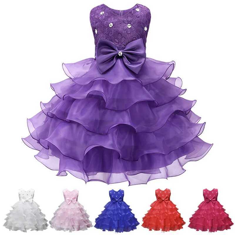 Girl Princess Flower Deluxe Par Wedding Dress for Wedding Birthday Tutu Dress Childrens Elegant Fluffy Tank Top 4-10 Years W241231
