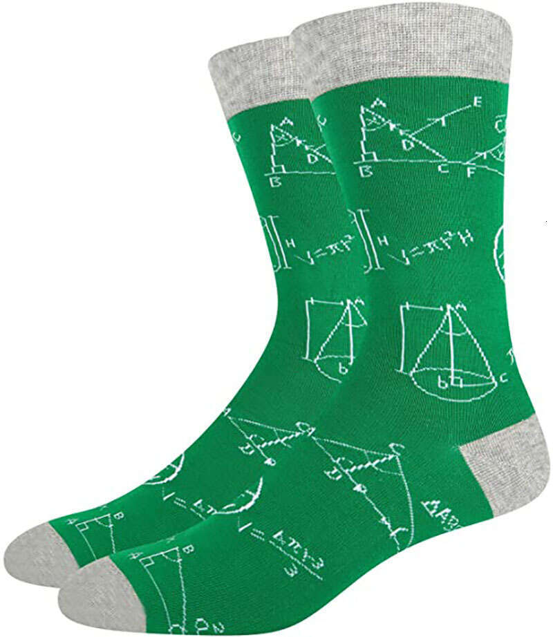 Colorful Mathematical Printed Men's Socks, Popular European And American Foreign Trade Cotton Mid Tube Socks