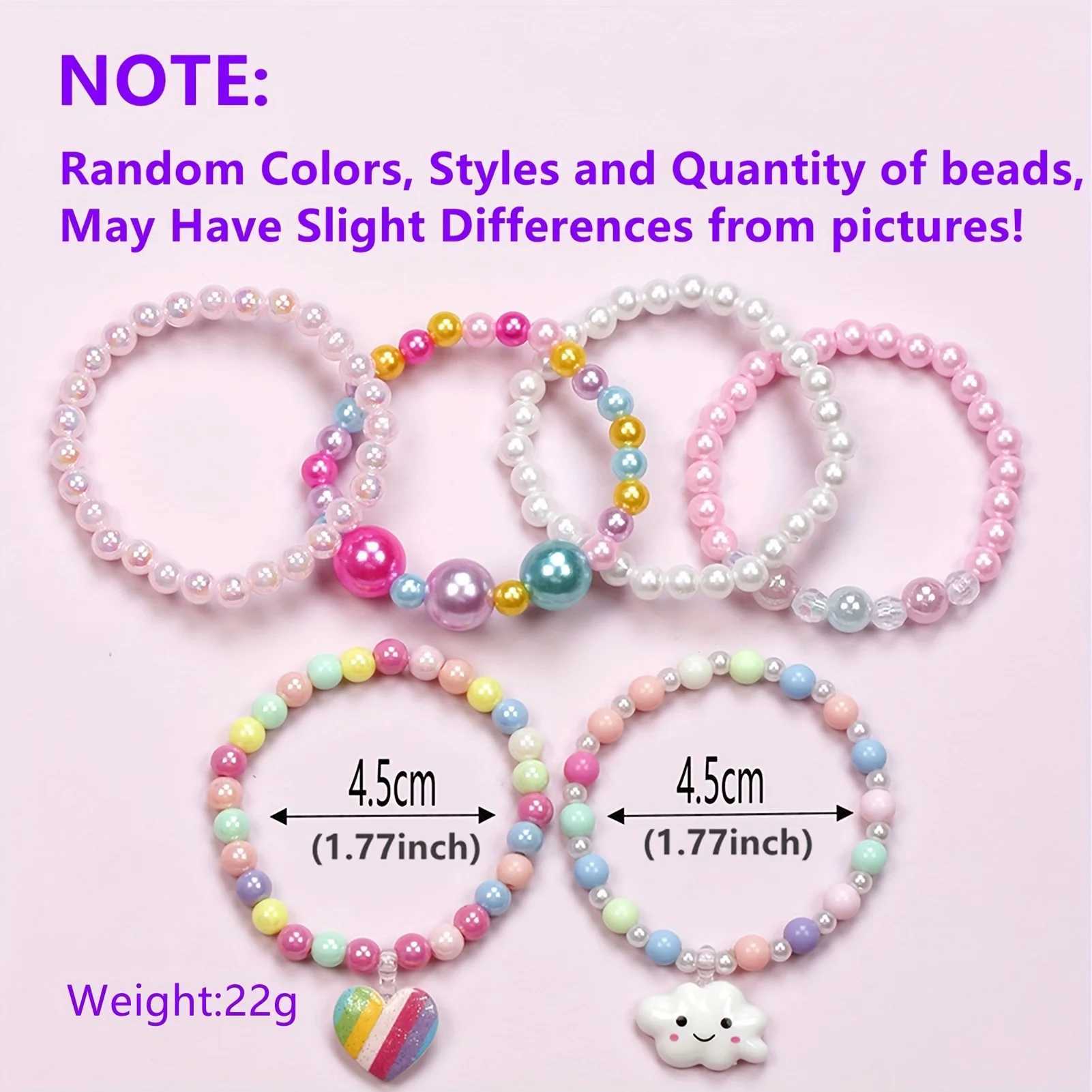 Colorful acrylic bead bracelet 6 packs for children 3-12- Rainbow party discount with cloud pendant ideal gift W241231