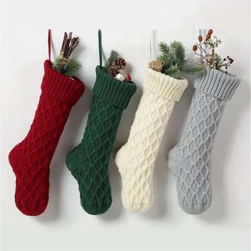 Christmas Stocking High Personalized Quality Gift Bags Knit Decorations Xmas Socking Large Decorative Soc 1102