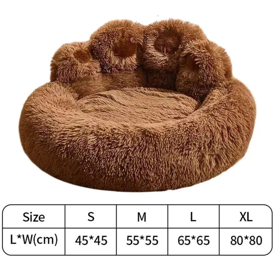 Dog Pet Sofa Beds Winter Warm Mat Bear Paw Shape Basket Puppy Kennel Long Plush Cushion For Medium&Large Dogs Cats Big Supplies S