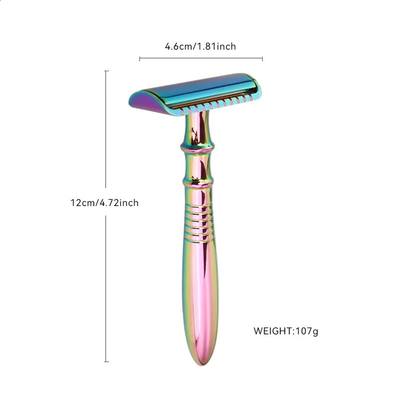 Rainbow Colored Zinc Alloy Safety Shaver Colorful Manual Shaver Scraper Anti Scratch Knife Barber One Blade Razor 241230