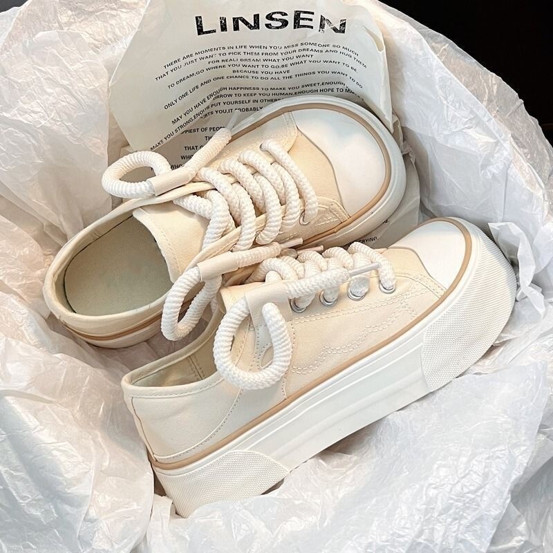 For Ddmywed Canvas Women S Outdoor Wear Spring And Autumn Edition Round Toe Thick Sole Breathable Niche Sponge Cake Student Board Shoes Chinese Brand 