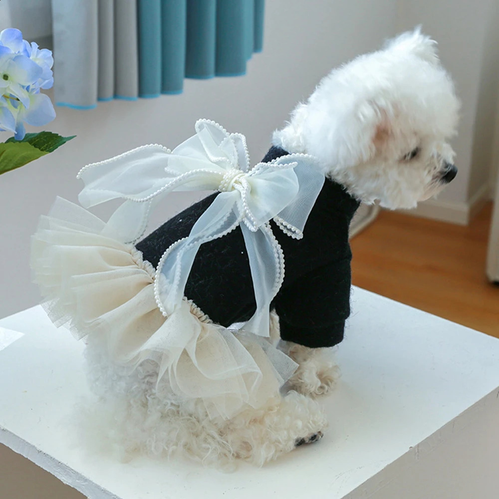 Dog Sweater Tulle Dress Warm Knit Sweater Vest Jumper For Small Medium Sized Dog Puppy Turtleneck Girl Cold Weather Pet Clothes 241231