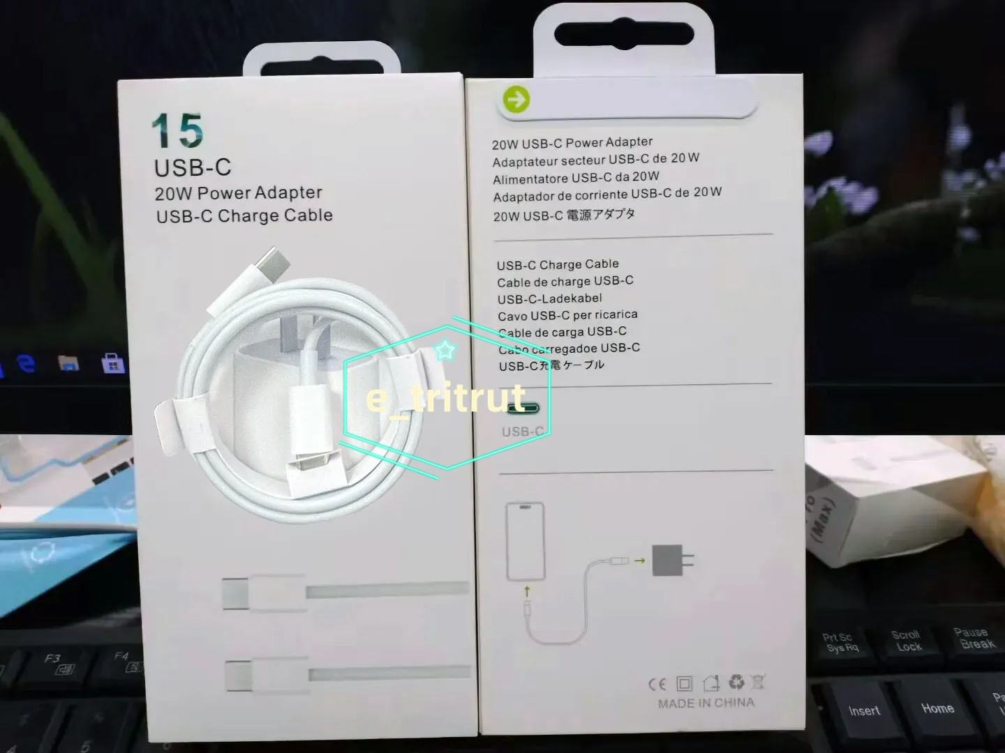 2 in 1 Set 20W PD iPhone Charger Cord Type C USB Chargers Kit USB-C Cable Super Fast Charging EU US Plug Adapter Quick For iPhone 16 15 14 13 12 11 X 8 Pro Max and Samsung Android