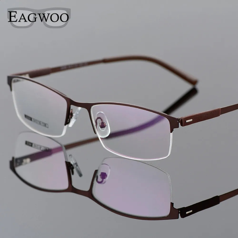 EAGWOO Business Eyeglasses Frame Half Rim Optical Glasses Men Eyewear Gold Frame Glasses for Myopia Reading Spring Temple 2299 241230