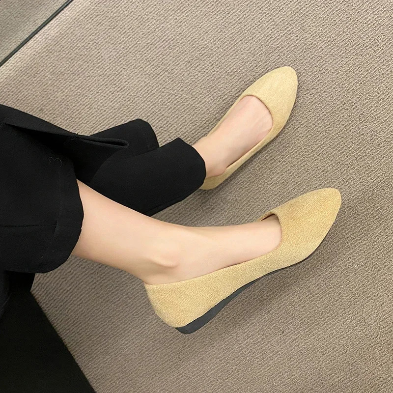 2024 Style Women Flats Slip on Flat Shoes Candy Color Woman Boat Black Loafers Faux Suede Ladies Ballet 241225