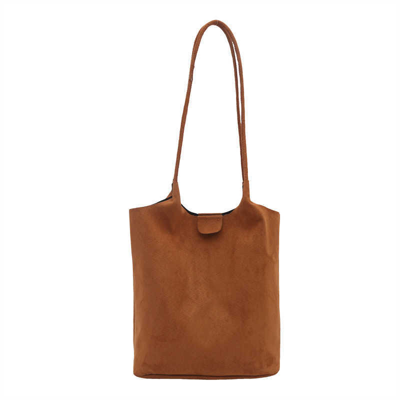 Winter two-piece set new lazy style trendy and simple casual one shoulder women's bucket armpit bag