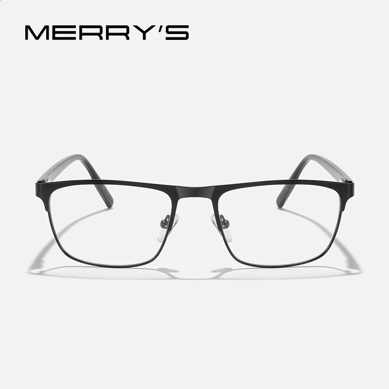 MERRYS Men Women Square Alloy Glasses Frame Acetate Legs Eyeglasses Male Business Optical Glasses S2514 241230