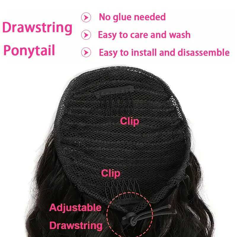 00G/piece body wave human hair brushed ponytail extension Remy hair natural ponytail clip female hair extension W241230
