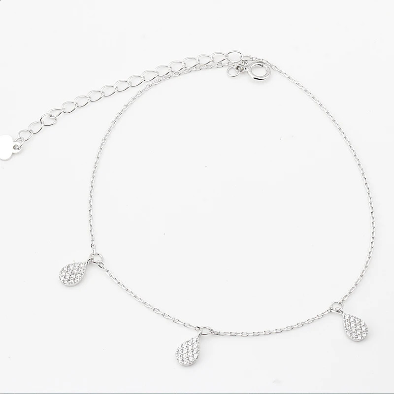 Anklets Bracelet S925 Pure Silver Sandals Beach Chain with Small Zircon Foot Anklets Fine Jewelry for Women Lady 241226