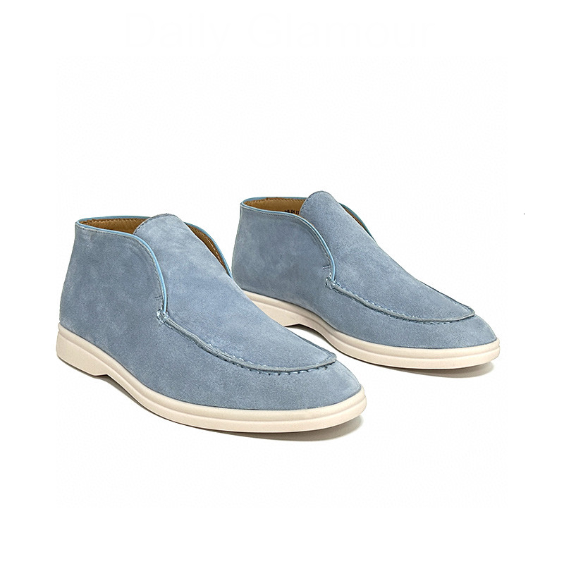 Autumn Hot Sale Men Ankle Boots Real Suede Loafers Comfortable Slip On Walk High Top Flat Shoes For Male