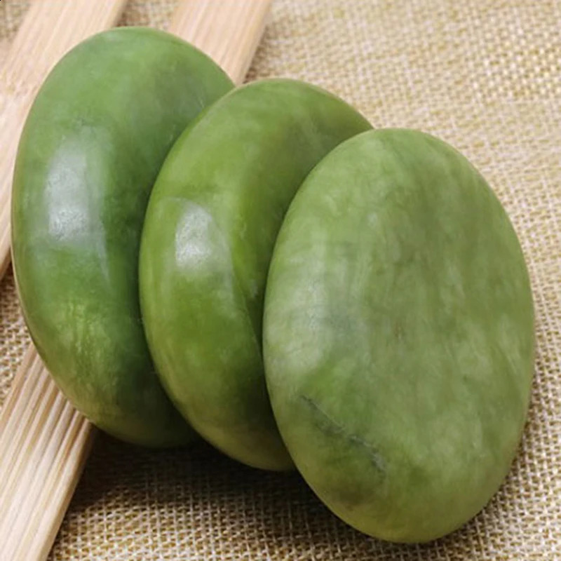 Natural Massage Stones Green Jade Stones Cold Rock For Spa Deep Tissue Massager 241230