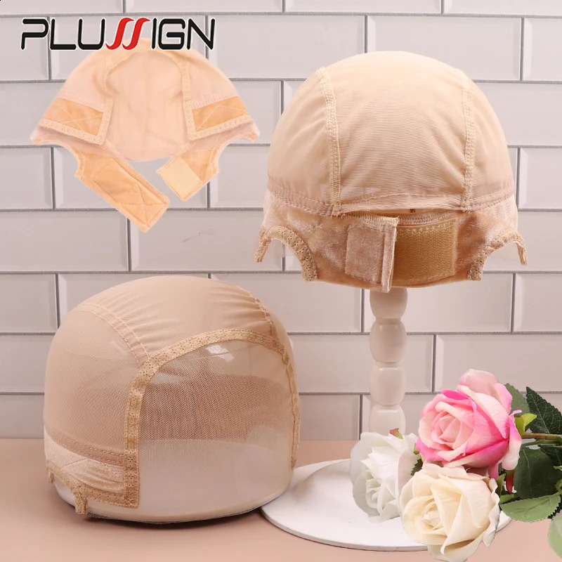 Hd Lace Wig Cap With Velvet Grip Band For Women U Part Lace Wig Caps For Making Wigs Brown Beige Wig Grip Cap With Lace 241230