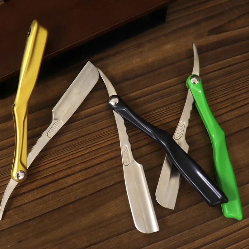 Colourful Feather Razor Vintage Manual Change Blade Shaving Razor Retro Folding Knife Holder Men Shaving Barber Tools Gift 241230
