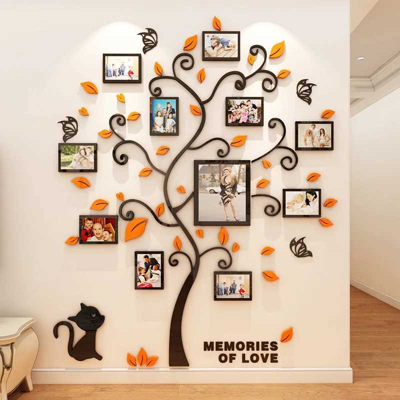 Frames 3D Acrylic Mirror DIY Photo Frame Living Room Art Decoration Home Photos Tree Wall Stickers CL241231 H260306