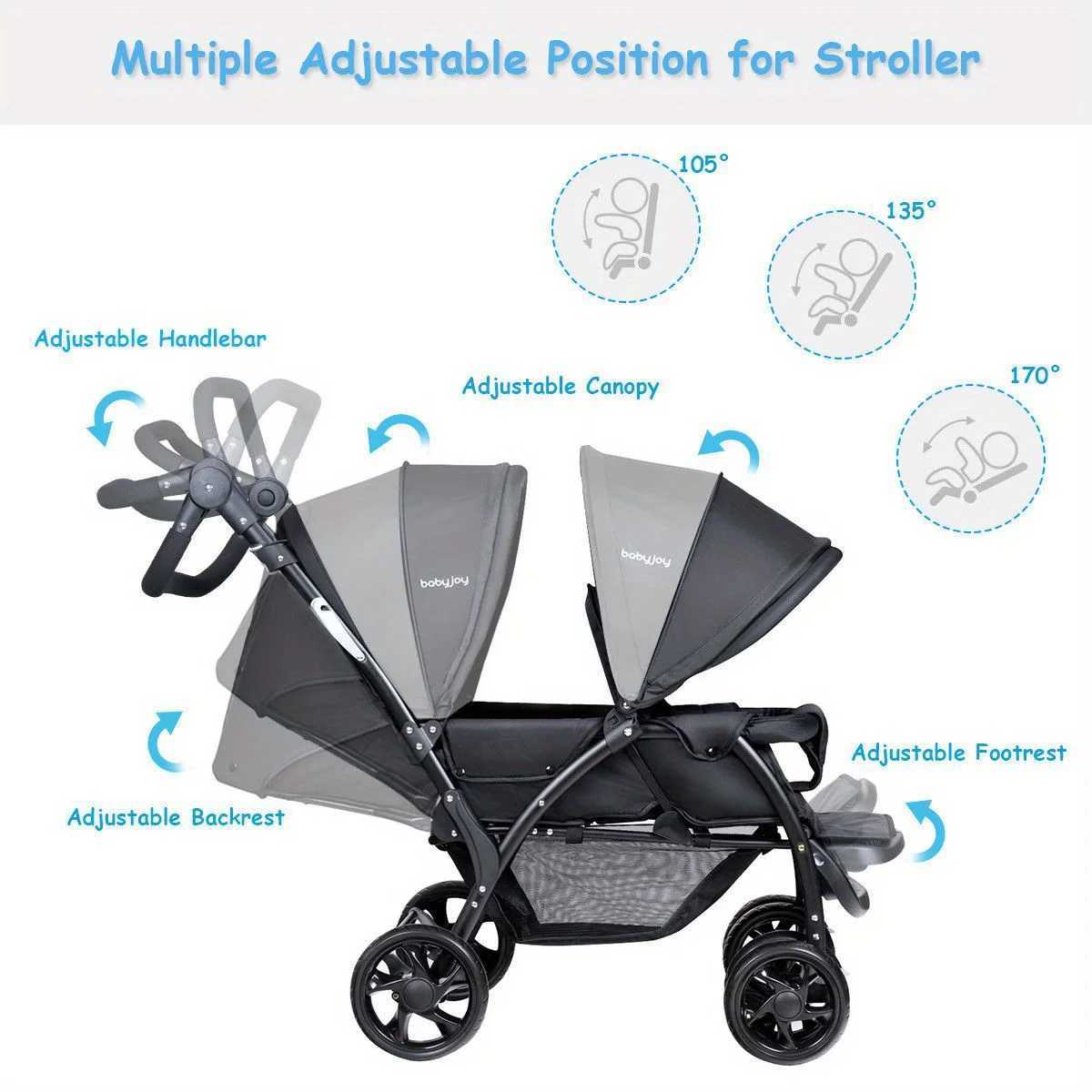 Foldable Twin Baby Double Stroller Lightweight Travel Stroller Infant Pushchair As Halloween Chrismas GiftXJ241231