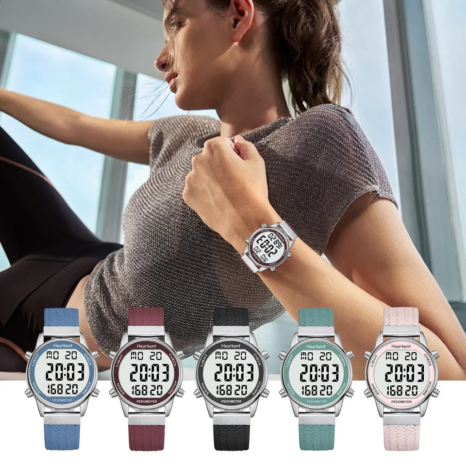 Hearkent Pedometer Sport Watches Step Calories Mile Counter Womens Digital Wrist for Walking Tracker No App Bluetooth 241225