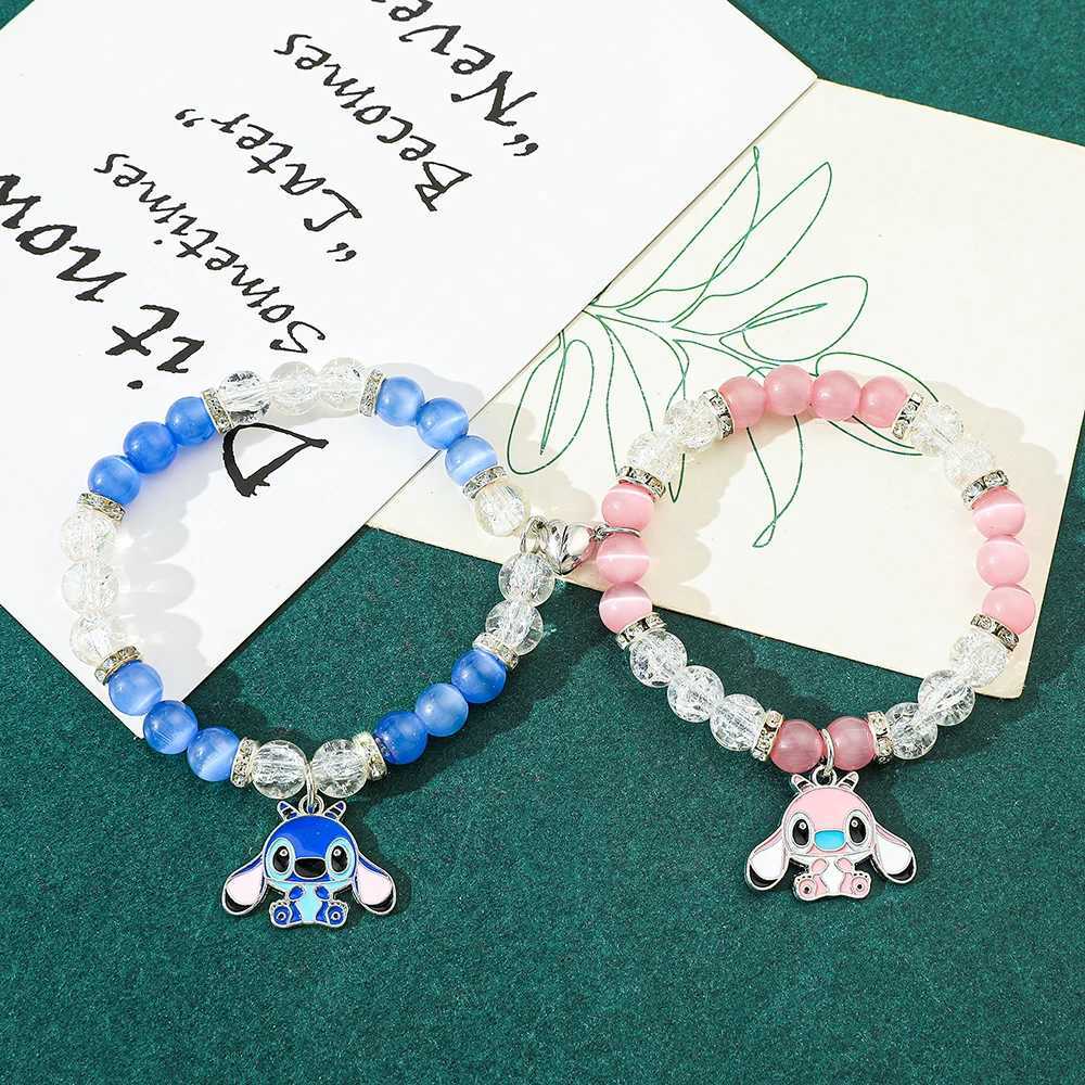 -Stitching Angel Crystal Bead Bracelet Couple Friendship Matching Inspiration Bracelet Friend Jewelry Gift Fashion 2PCS W241231