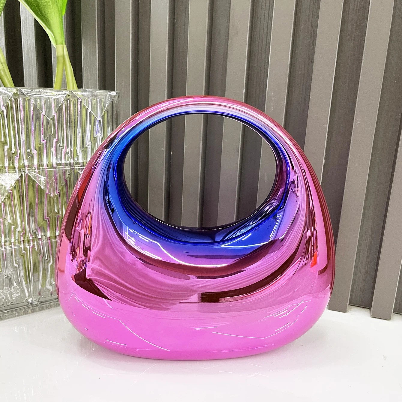 Golden Evening bag Purses and handbag shoulder bags moon bag Party Wedding Round Acrylic Shiny Clutch purse 241231