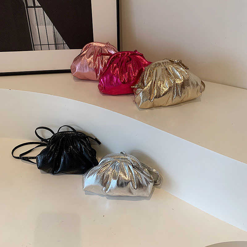 Wrinkled and stylish candy colored drawstring 2024 summer fashion simple solid color single shoulder crossbody women's bag 241231