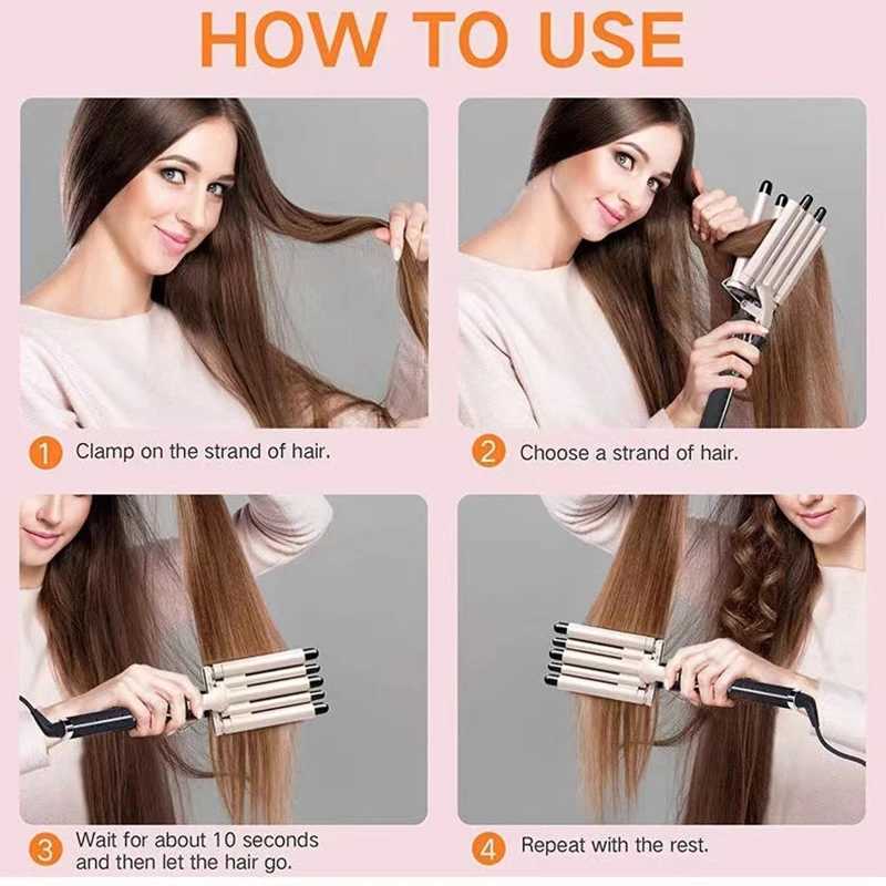 Professional Curling Iron Ceramic Five Barrel Wave Curler Rod Styling Tool for Quick Heating W241231