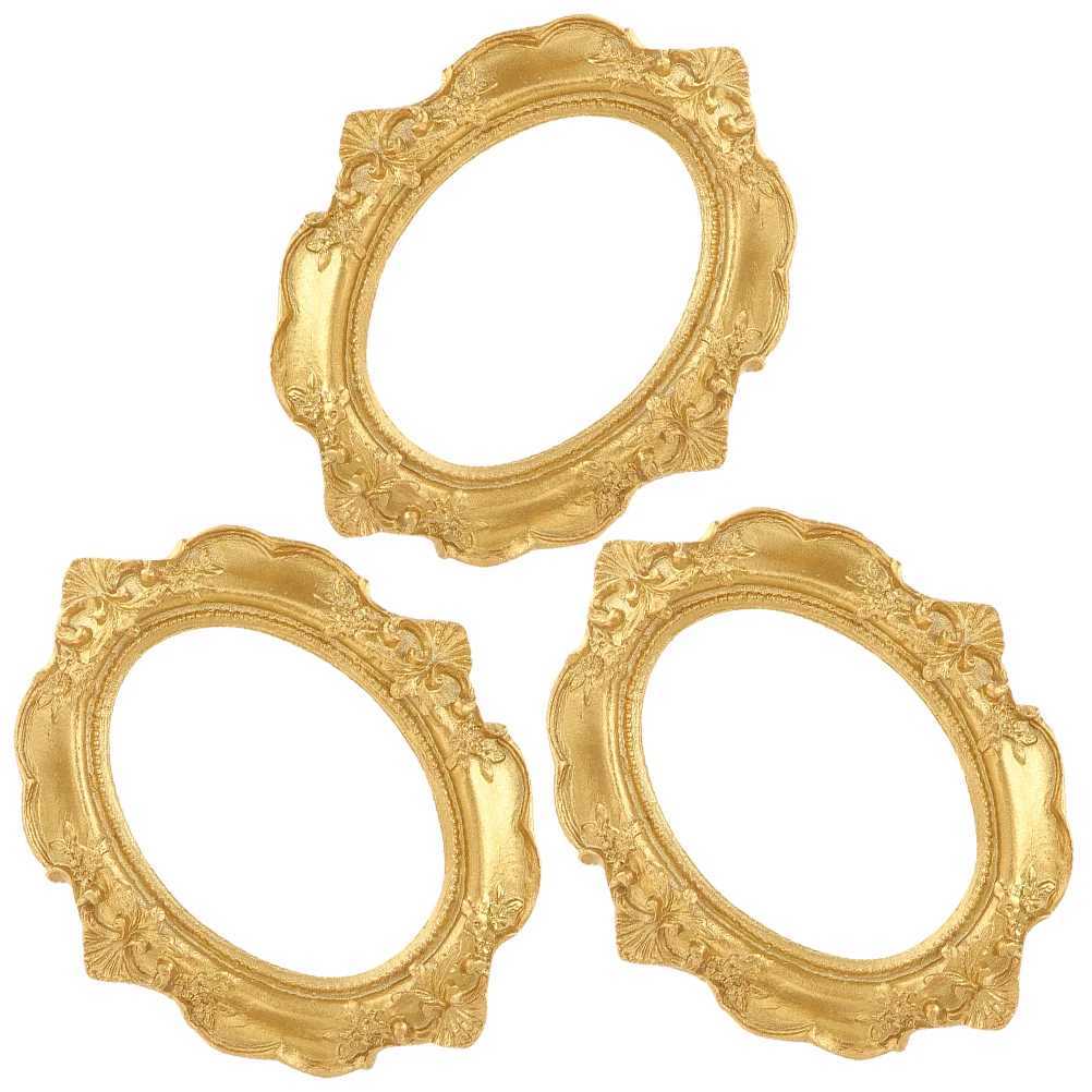 Frames 3 pieces of photo retro picture gold mini resin frame decoration CL241231 H260306