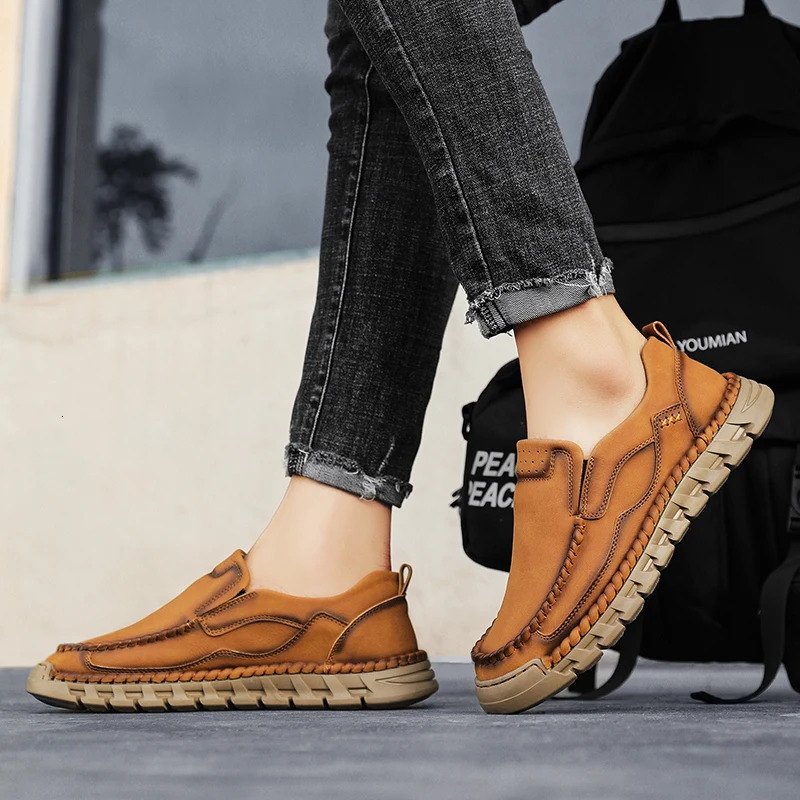 Handmade Classic Men's Sneakers Male Loafers Men Casual Shoes Rome Flat Leather Comfty Driving Walking Soft Footwear Boat