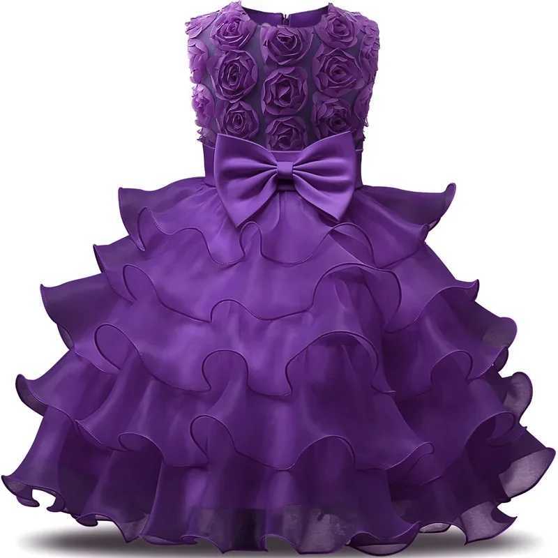 Girl Princess Flower Deluxe Par Wedding Dress for Wedding Birthday Tutu Dress Childrens Elegant Fluffy Tank Top 4-10 Years W241231