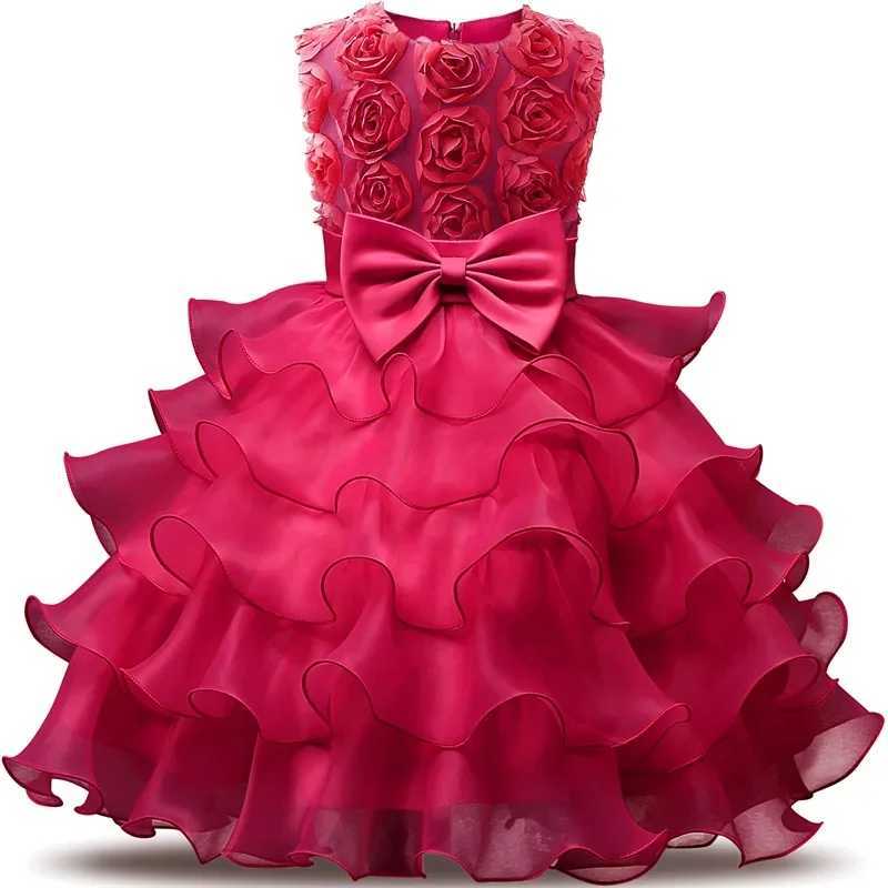 Girl Princess Flower Deluxe Par Wedding Dress for Wedding Birthday Tutu Dress Childrens Elegant Fluffy Tank Top 4-10 Years W241231