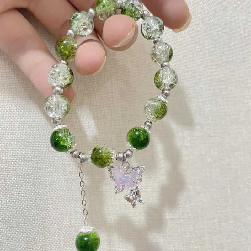 Pink Butterfly Pendant Bead Bracelet Sweet Cool Bracelet Womens Fashion Tren Handmade Jewelry Summer Fashion Accessories W241231