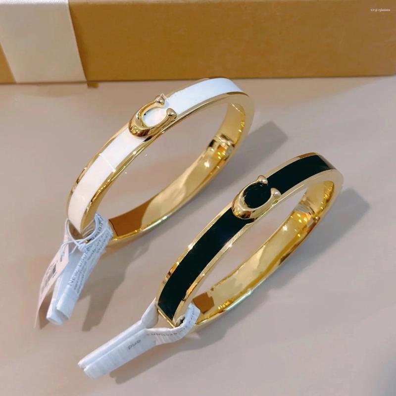 Bangle Fashionable Classic C-shaped Black And White Drip Enamel Couple Bracelet
