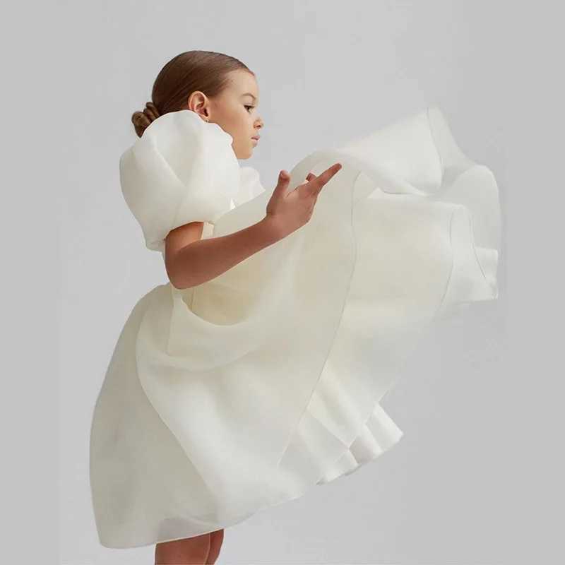 Fashion Girl Princess Puff Chiffon Tulle Childrens Vestido Retro Wedding Par Birthday Tutu Dress Childrens Clothing 1-10Y W250326