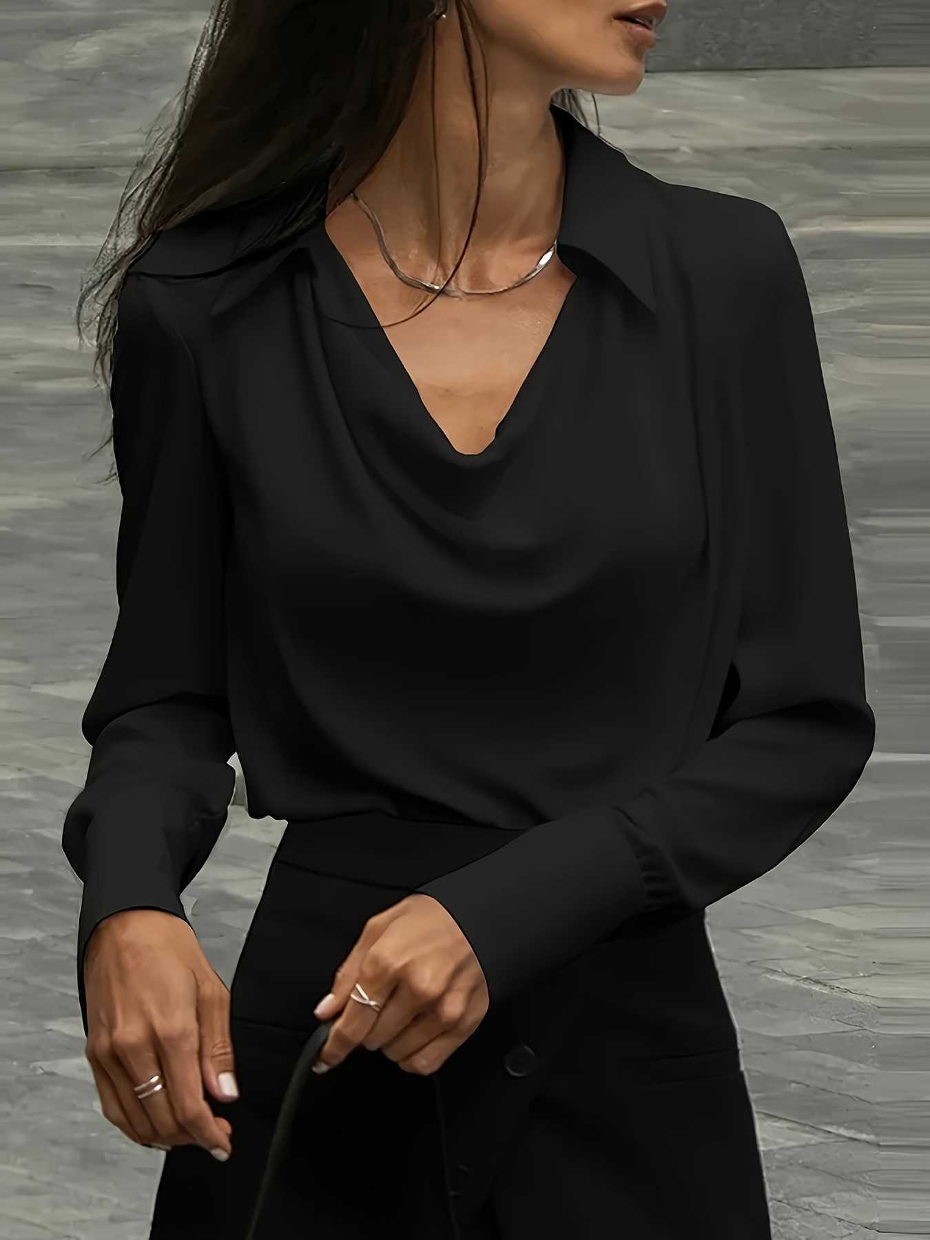2024 Solid Color Simple Swing Neck Womens Top Shirt