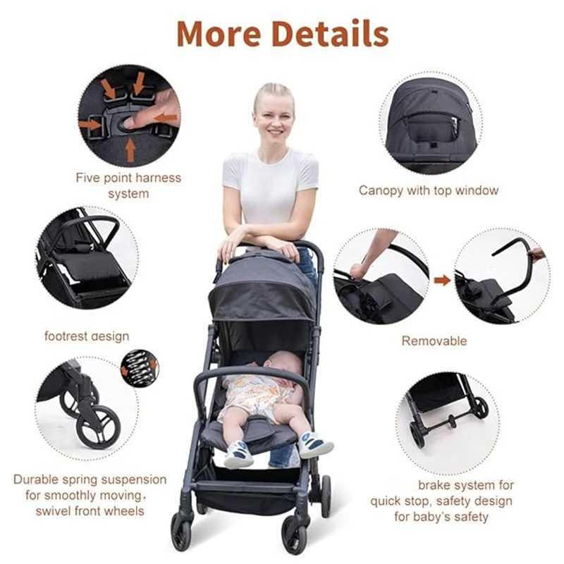 Lightweight Baby Stroller Gravi Automatic Self Folding Travel Stroller for Airplane One-Hand Folding Toddler StrollerXJ241231
