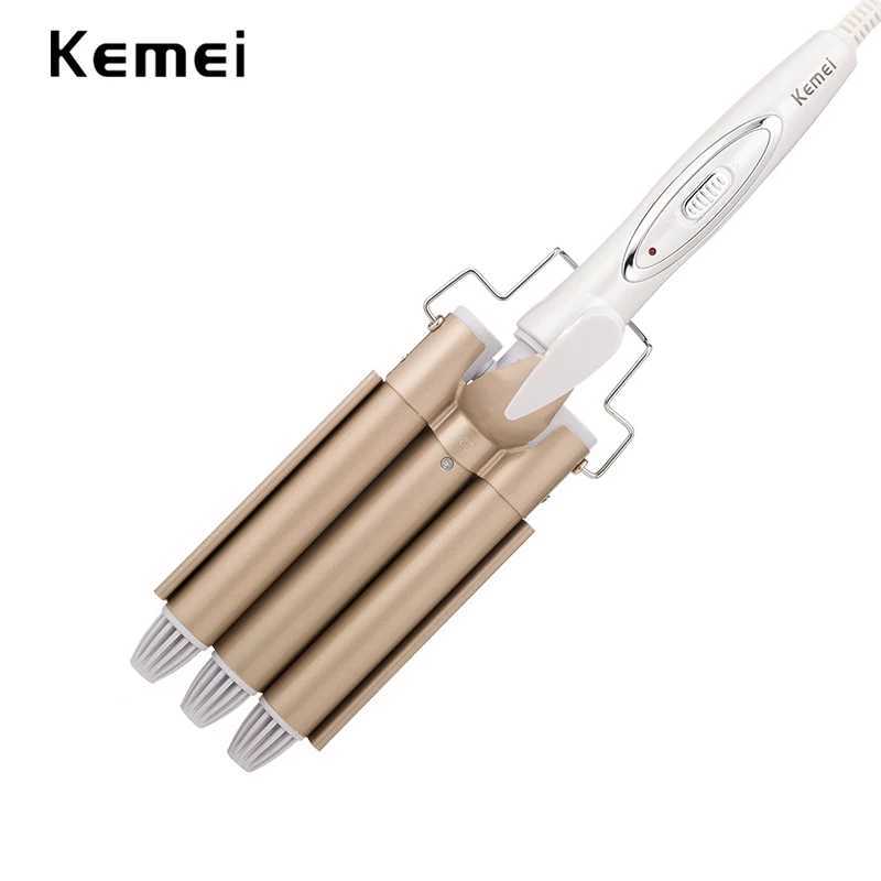 110-220 Kemei Ceramic Three Barrel Curler Professional Curler Iron Curler Styling Tool W241231