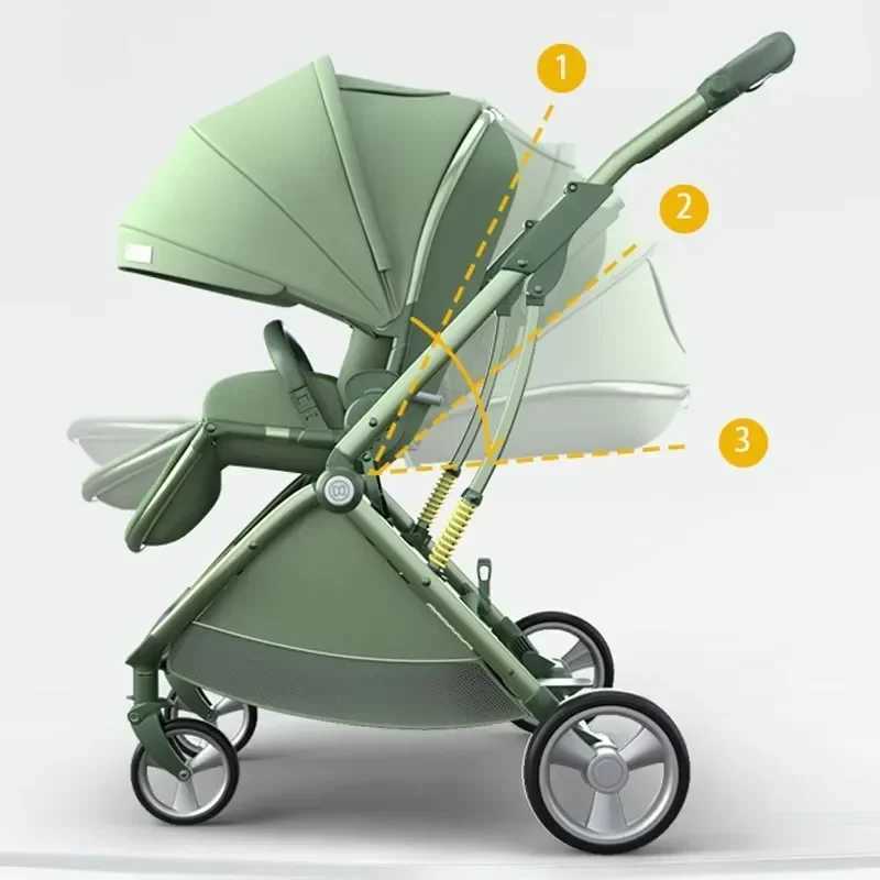Portable Foldable Baby Stroller High View Two-way Baby Stroller Lightweight Travel Baby Stroller Adjustable BackrestXJ241231