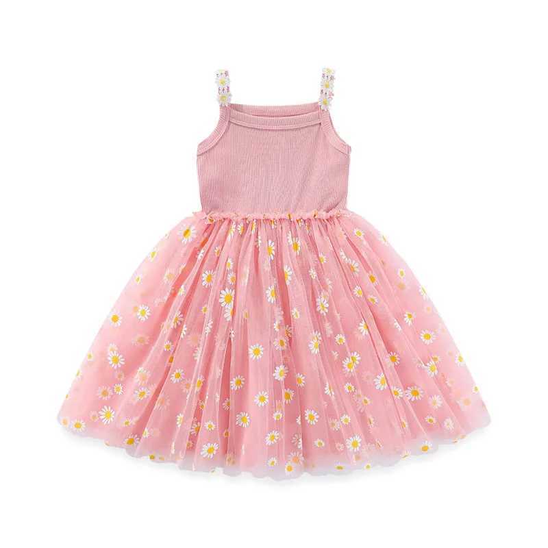 Milancel Korean Sle Girls Summer Dress 0-4Y Cute Baby Children Daisy Hanging Mesh Dress Childrens Clothing W241231