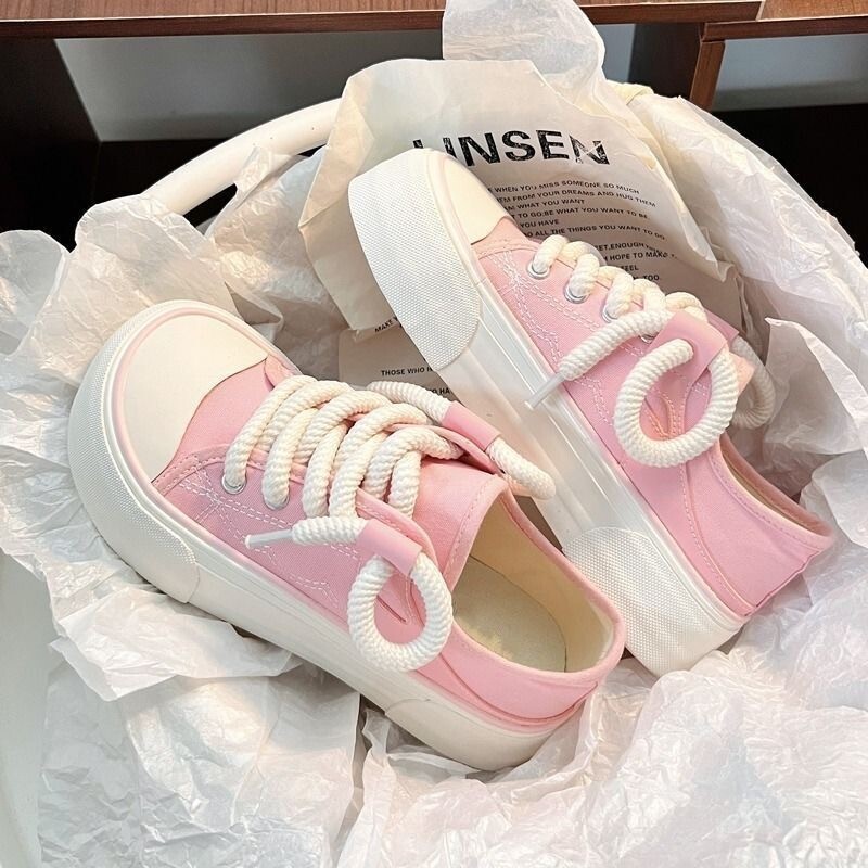 For Ddmywed Canvas Women S Outdoor Wear Spring And Autumn Edition Round Toe Thick Sole Breathable Niche Sponge Cake Student Board Shoes Chinese Brand 
