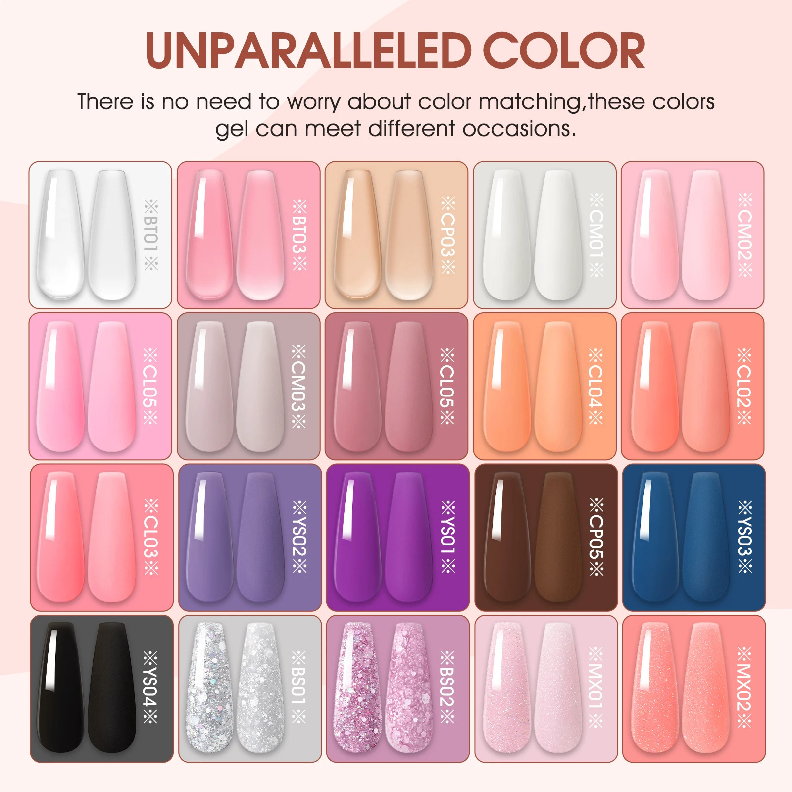 COSCELIA 20PCS Poly Nail Gel Set with 30ML Slip Solution Base Glossy Matte Top Coat with Manicure Decoration for Girls Art Salon 241230