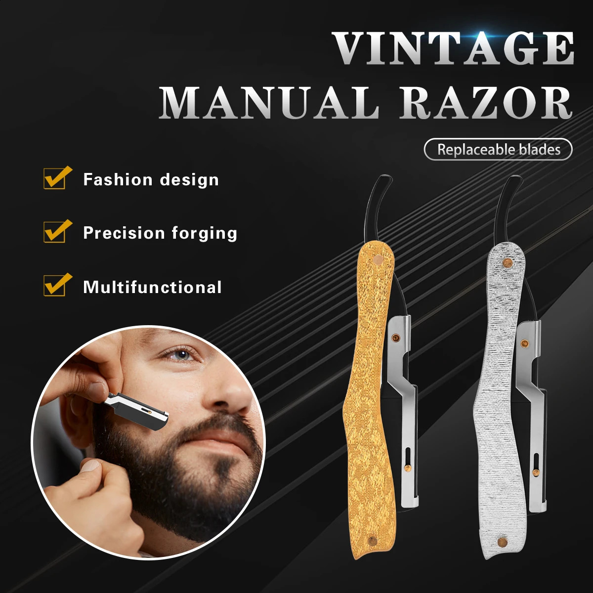 Shaving Straight Razor Classic Manual Barber Razors Folding Knife Men Stainless Steel Hairdresser Tool 241230