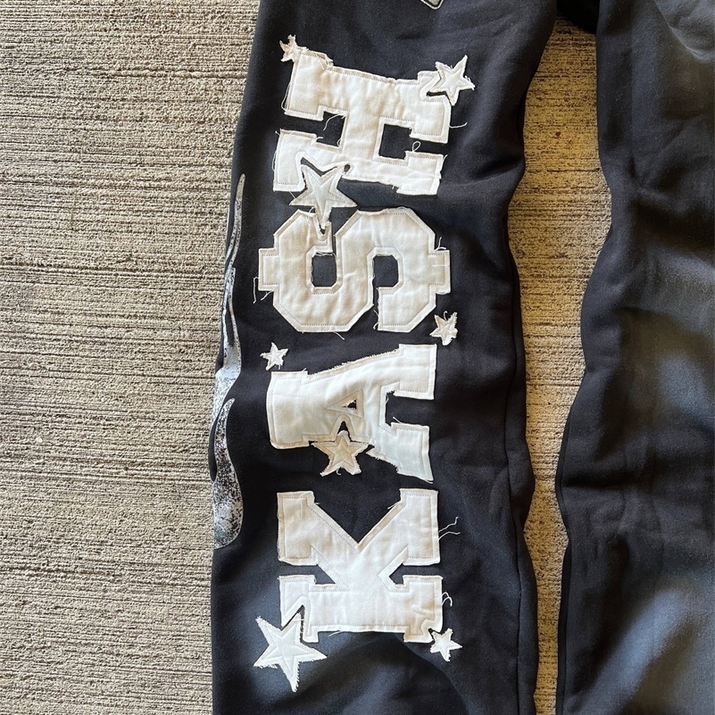 American Sweatpants Y2K Pants Men Gothic Hip Hop Letter Patch Retro Double Layer n Baggy Elastic Waist Casual 241228